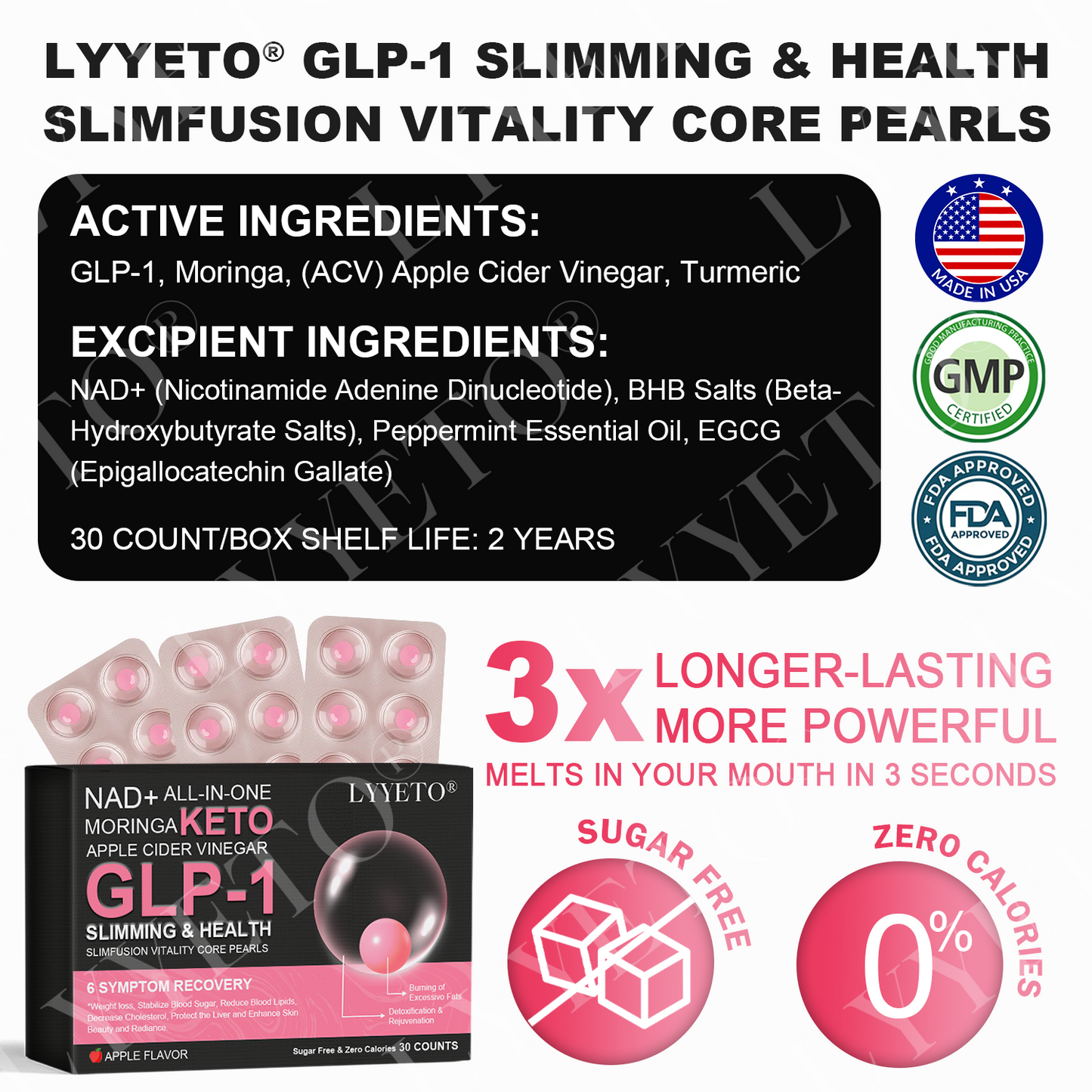 Lyyeto® GLP-1 Slimming & Health SlimDeto Vitality Core Pearls - NAD+ Moringa & ACV 1