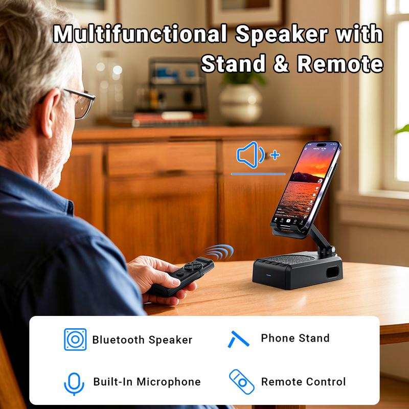 Wireless Speaker Cellphone Stand withRemote Control for  Scrolling,📲🤳🏻Cilifer®Rechargeable Portable Mobile Tablet Stand, Giftsfor Family Friends SmartphoneMount, BacktoSchool 🔥02