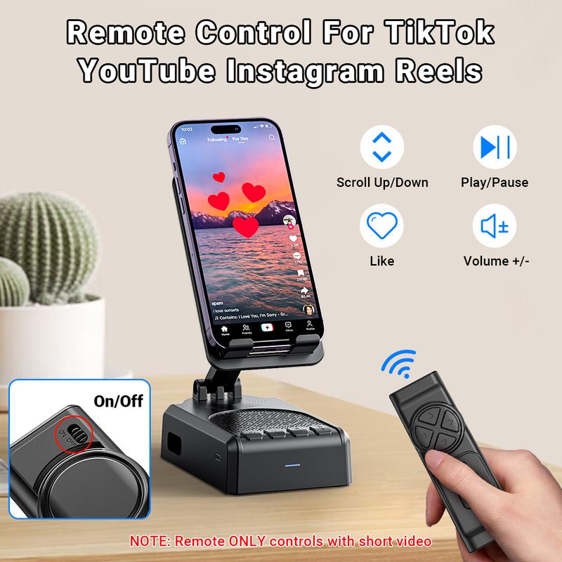 Wireless Speaker Cellphone Stand withRemote Control for  Scrolling,📲🤳🏻Cilifer®Rechargeable Portable Mobile Tablet Stand, Giftsfor Family Friends SmartphoneMount, BacktoSchool 🔥02