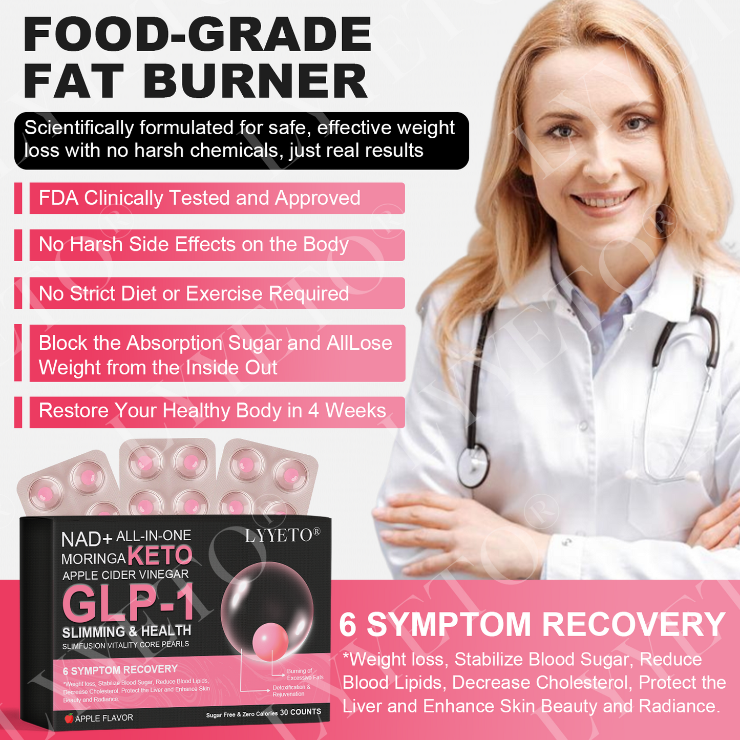 Lyyeto® GLP-1 Slimming & Health SlimDeto Vitality Core Pearls - NAD+ Moringa & ACV 1