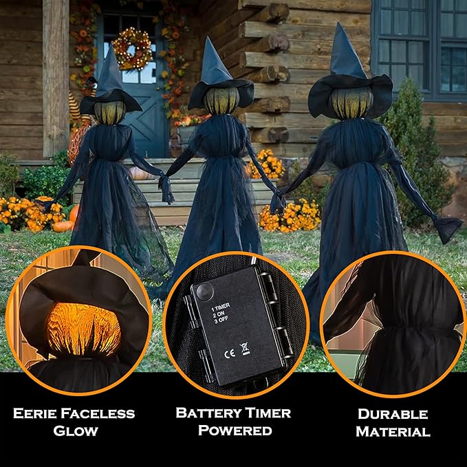 ⚡This Week's Special Price $29.99🎃2025 Halloween Sale 🧙♀️Billhol® Lighted Halloween Witch Stakes🪄01