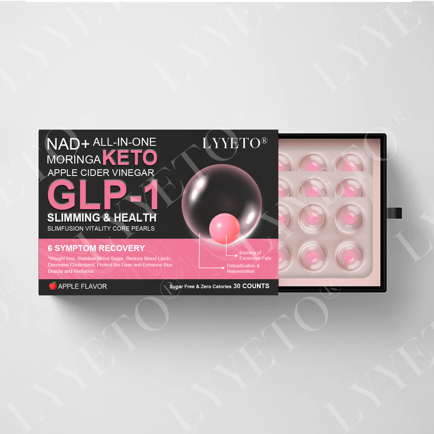 Lyyeto® GLP-1 Slimming & Health SlimDeto Vitality Core Pearls - NAD+ Moringa & ACV 1
