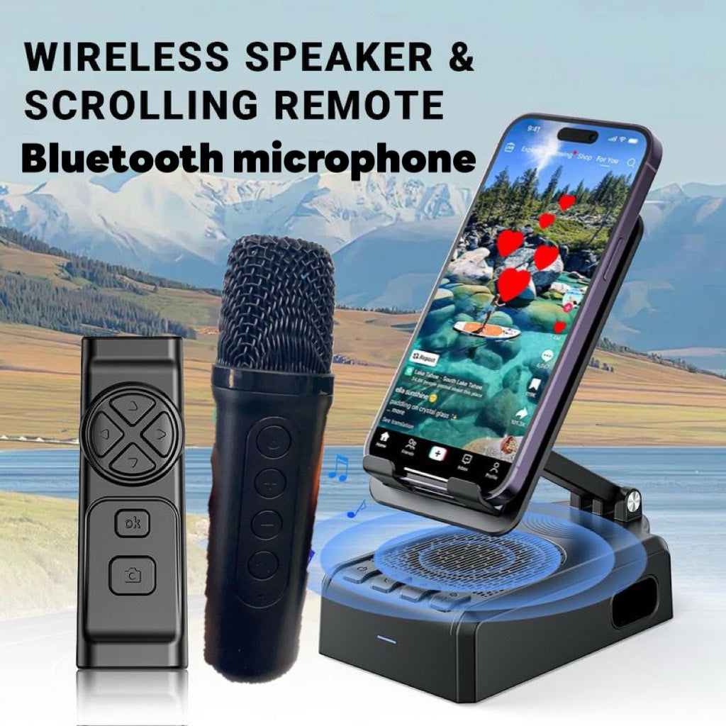 Wireless Speaker Cellphone Stand withRemote Control for  Scrolling,📲🤳🏻Cilifer®Rechargeable Portable Mobile Tablet Stand, Giftsfor Family Friends SmartphoneMount, BacktoSchool 🔥02