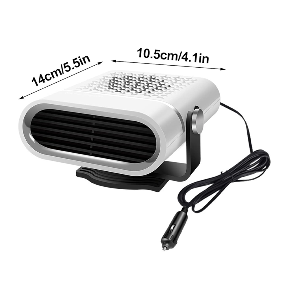 Car Heater, 24V Portable Windshield Defogger and Defroster, 2 in1 Fast Car Heater Defroster, Automobile Windscreen Fan with Suction Holder, White