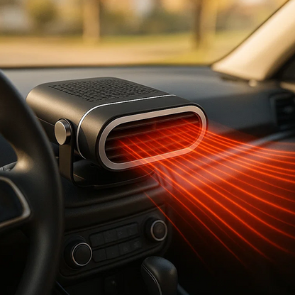 Car Heater, 24V Portable Windshield Defogger and Defroster, 2 in1 Fast Car Heater Defroster, Automobile Windscreen Fan with Suction Holder, White