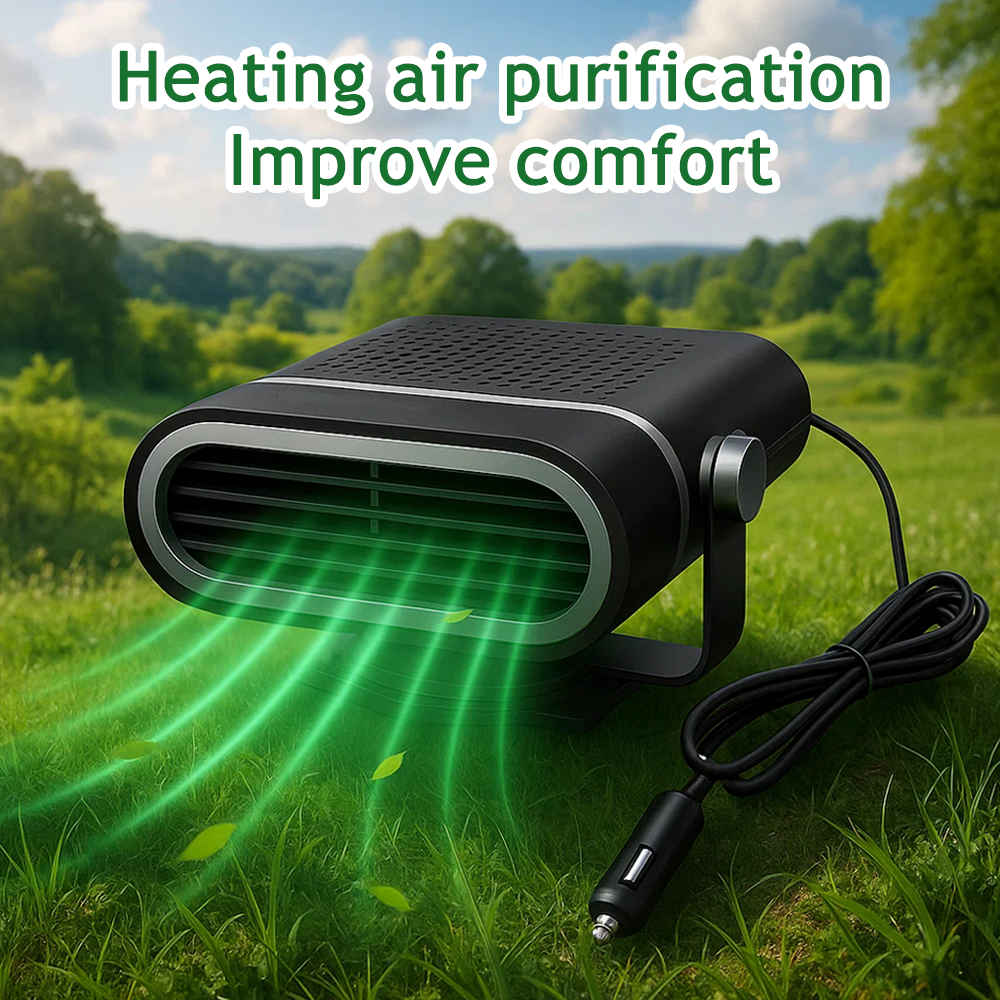 Car Heater, 24V Portable Windshield Defogger and Defroster, 2 in1 Fast Car Heater Defroster, Automobile Windscreen Fan with Suction Holder, White