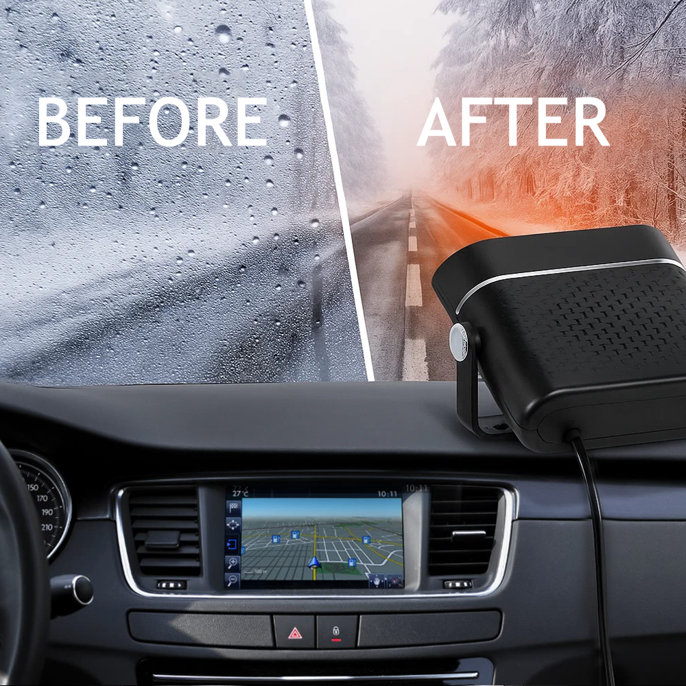 Car Heater, 24V Portable Windshield Defogger and Defroster, 2 in1 Fast Car Heater Defroster, Automobile Windscreen Fan with Suction Holder, White