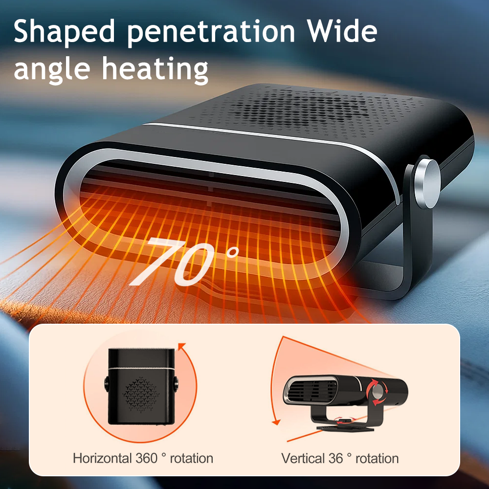 Car Heater, 24V Portable Windshield Defogger and Defroster, 2 in1 Fast Car Heater Defroster, Automobile Windscreen Fan with Suction Holder, White