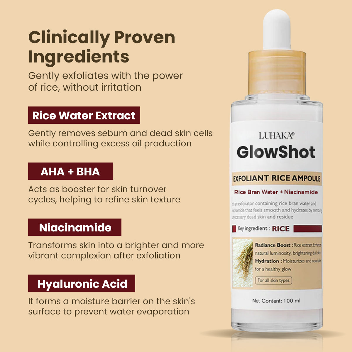Luhaka® GlowShot Exfoliant Rice Ampoule